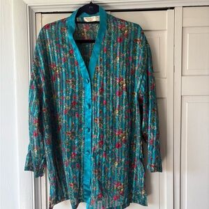 Victoria's Secret Teal Floral Sheer Blouse